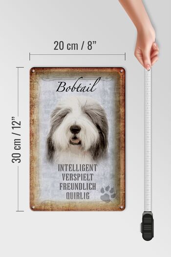 Plaque en tôle disant 20x30cm Bobtail dog ludique 4