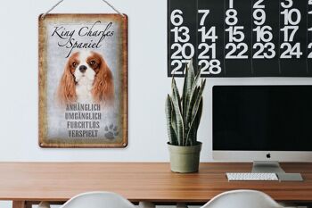 Plaque en étain disant chien King Charles Spaniel 20x30cm 3