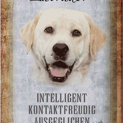 Cartel de chapa con texto "Perro labrador 20x30cm"