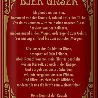 Metal sign 20x30cm Cheers beer our