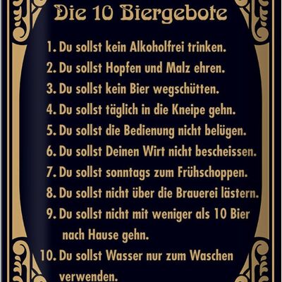 Blechschild 20x30cm 10 Biergebote Bier