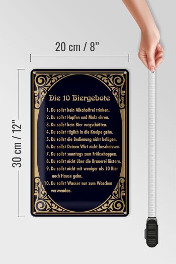 Plaque en tôle 20x30cm 10 commandements de la bière bière 4