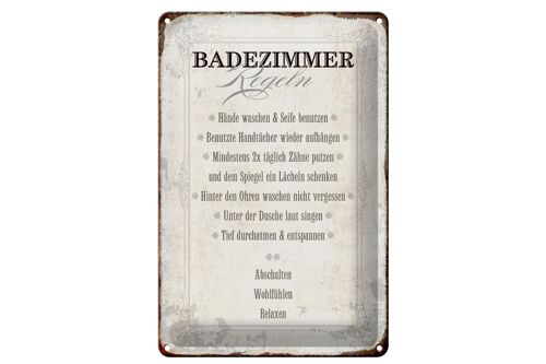 Blechschild Spruch 20x30cm Badezimmer Regeln Haus