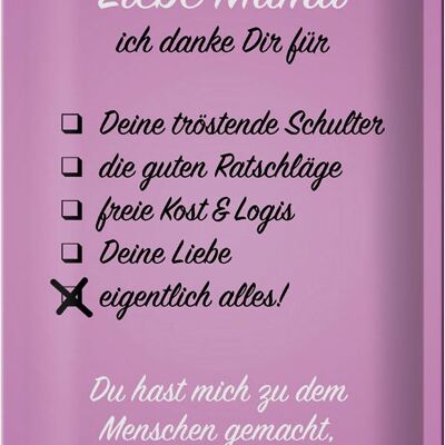 Blechschild Spruch 20x30cm Liebe Mama ich danke