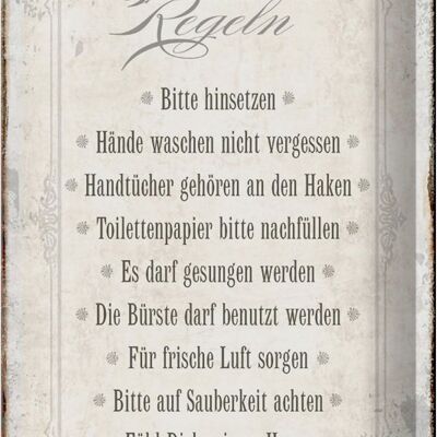 Blechschild Spruch 20x30cm Toiletten Regeln Haus