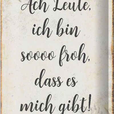 Blechschild Spruch 20x30cm Ach Leute ich bin soo froh