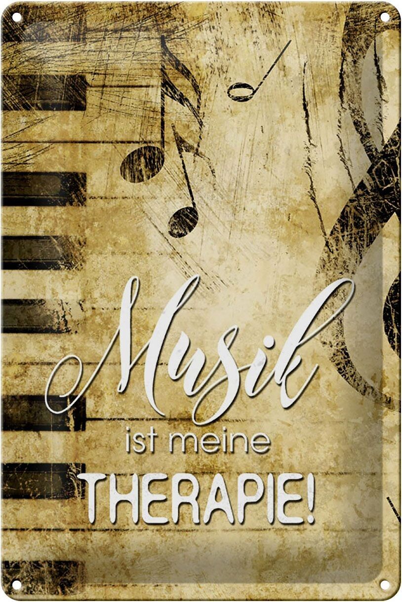 Targa in metallo retrò 20x30 cm La musica è la mia terapia