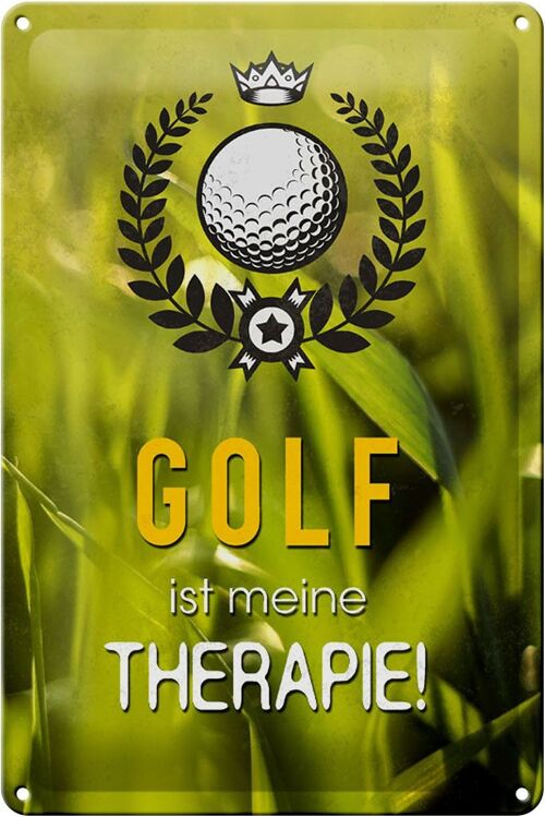 Blechschild Spruch 20x30cm Golf ist meine Therapie