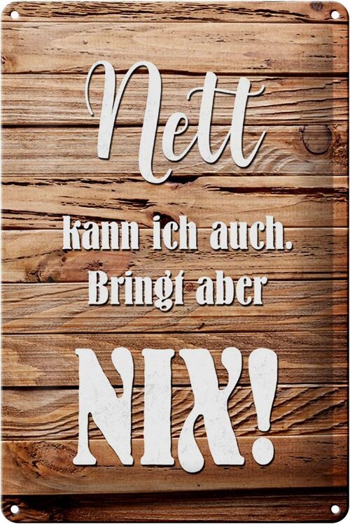 Blechschild Spruch 20x30cm nett kann ich auch bringt nix