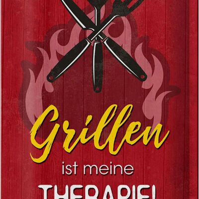 Blechschild Spruch 20x30cm Grillen ist meine Therapie