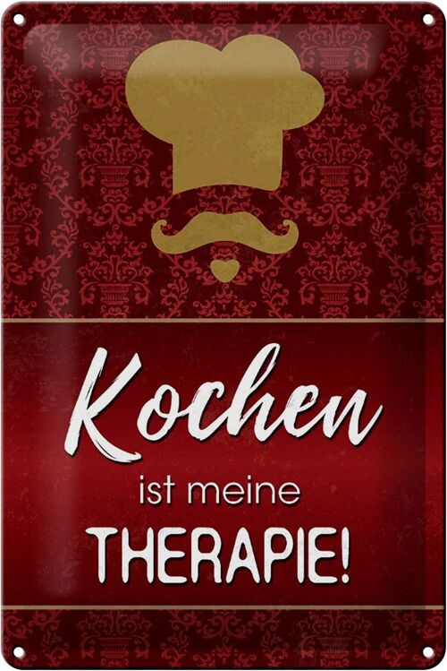 Blechschild Spruch 20x30cm Kochen ist meine Therapie