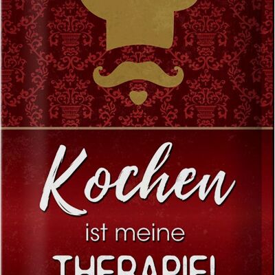 Blechschild Spruch 20x30cm Kochen ist meine Therapie