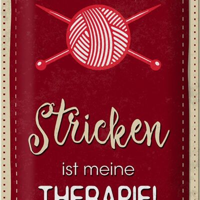 Blechschild Spruch 20x30cm Stricken ist meine Therapie