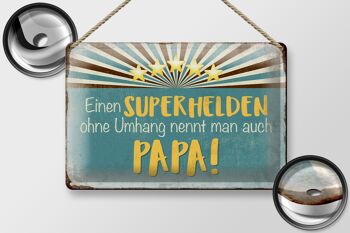 Plaque en étain indiquant que le super-héros 30x20 cm s'appelle papa 2