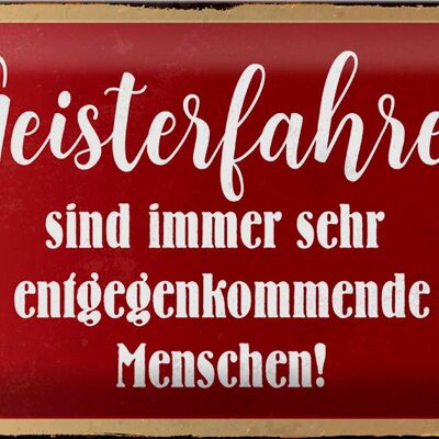 Blechschild Spruch 30x20cm Geisterfahrer sind Menschen