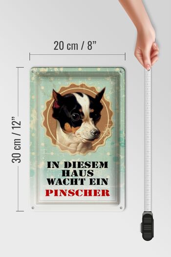 Plaque en tôle chien 20x30cm Pinscher veille sur cette maison 4