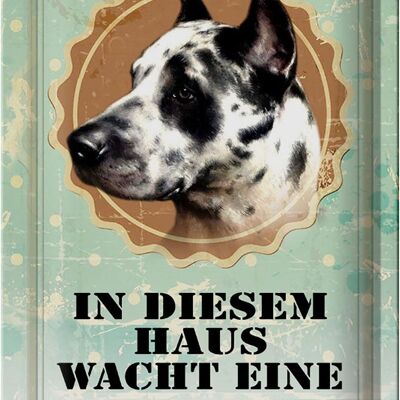 Metal sign dog 20x30cm in this house a Great Dane watches over