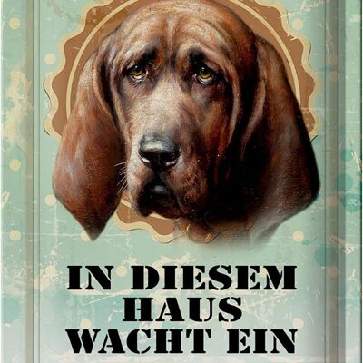 Tin sign dog 20x30cm in this house bloodhound watches