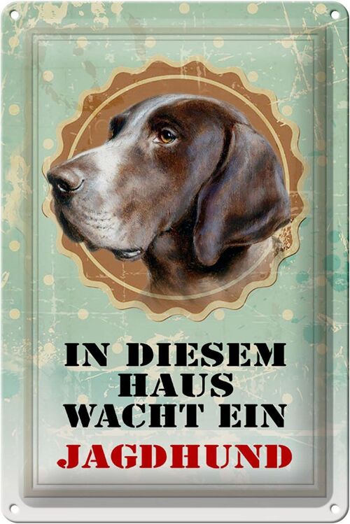 Blechschild Hund 20x30cm in diesem Haus wacht ein Jagdhund