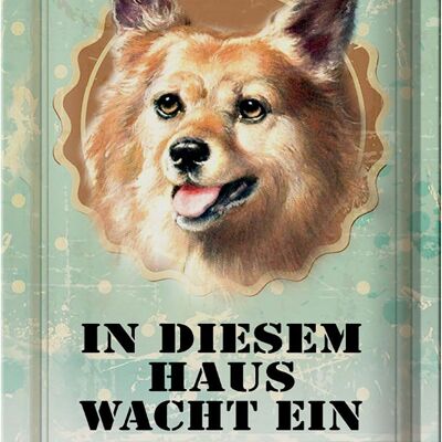 Blechschild Hund 20x30cm in diesem Haus wacht ein Spitz