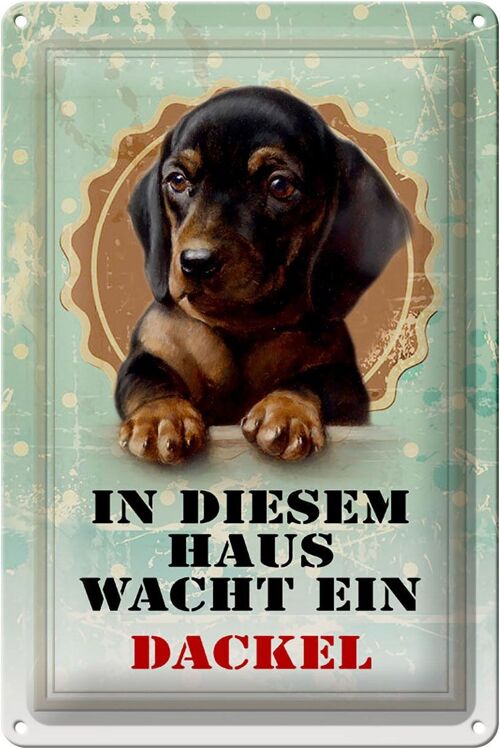 Blechschild Hund 20x30cm in diesem Haus wacht ein Dackel