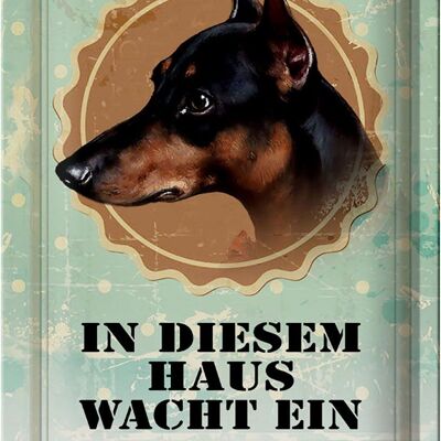 Blechschild Hund 20x30cm in diesem Haus wacht ein Doberman