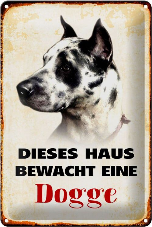 Blechschild Hund 20x30cm dieses Haus bewacht eine Dogge