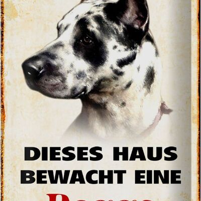 Metal sign dog 20x30cm this house is guarded by a Great Dane