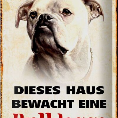 Metal sign dog 20x30cm this house is guarded by a bulldog