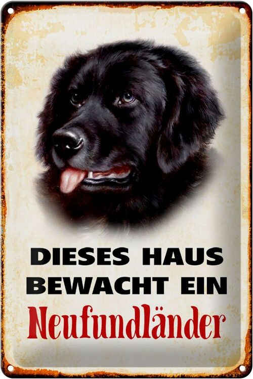 Blechschild Hund 20x30cm dieses Haus bewacht Neufundländer