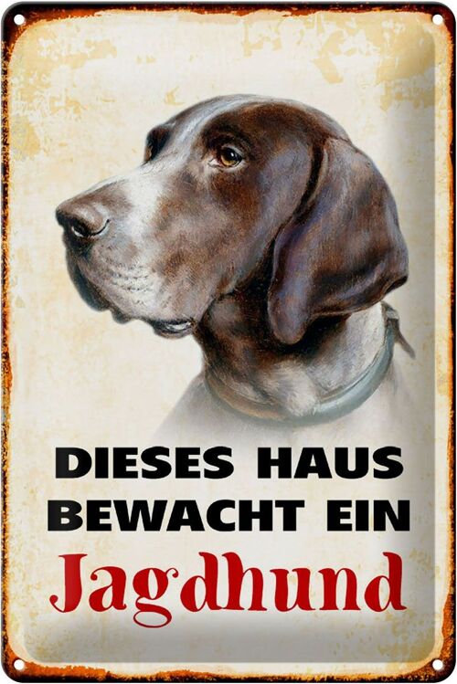 Blechschild Hund 20x30cm dieses Haus bewacht ein Jagdhund