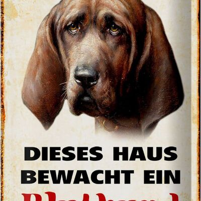 Blechschild Hund 20x30cm dieses Haus bewacht ein Bluthund