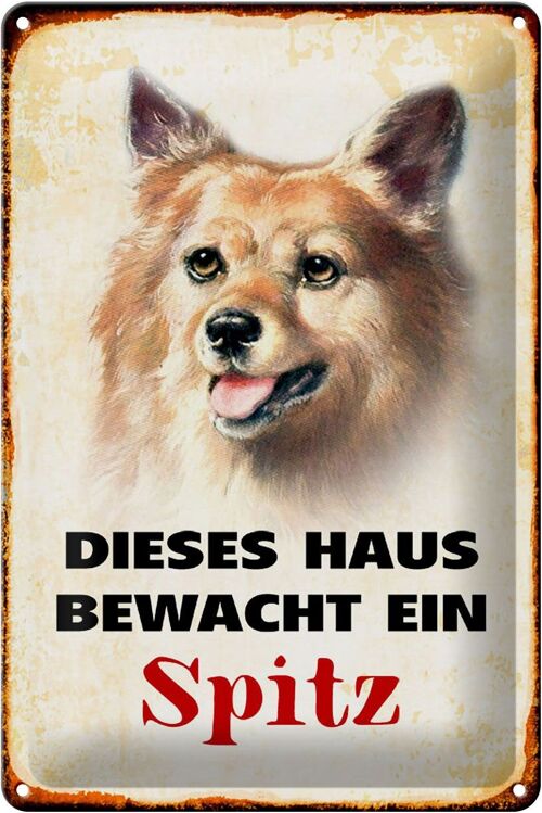 Blechschild Hund 20x30cm dieses Haus bewacht ein Spitz