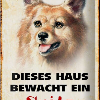 Tin sign dog 20x30cm this house is guarded by a Spitz