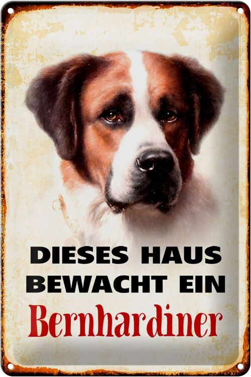 Blechschild Hund 20x30cm dieses Haus bewacht Bernhardiner