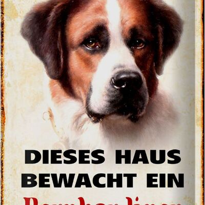 Metal sign dog 20x30cm this house is guarded by St. Bernard