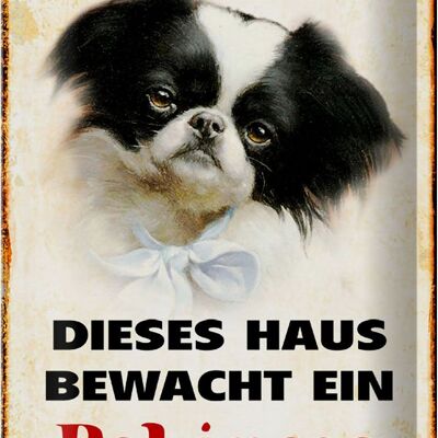 Blechschild Hund 20x30cm dieses Haus bewacht ein Pekinese