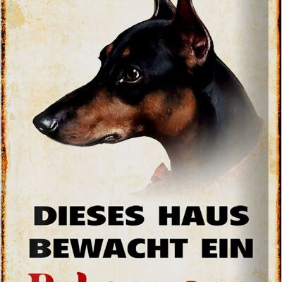 Blechschild Hund 20x30cm dieses Haus bewacht ein Dobermann