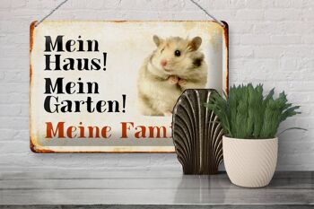 Plaque en tôle hamster 30x20cm ma maison mon jardin famille 3