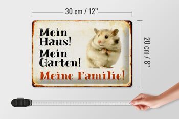 Plaque en tôle hamster 30x20cm ma maison mon jardin famille 4