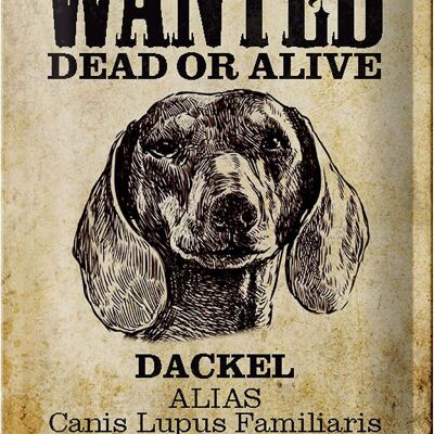 Blechschild Hund 20x30cm wanted dead Dackel Alias
