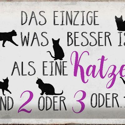 Blechschild Spruch 30x20cm einzige was besser ist als Katze