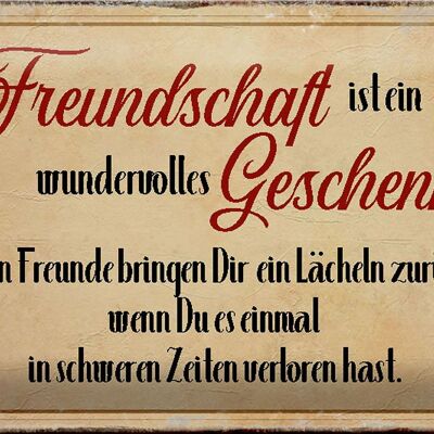 Blechschild Spruch 30x20cm Freundschaft ist ein