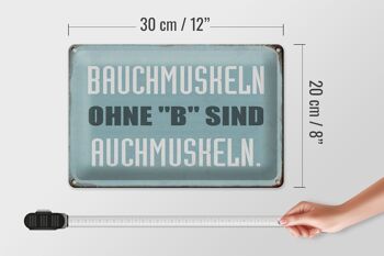 Panneau en étain indiquant que les abdominaux 30x20 cm sans B le sont aussi 4