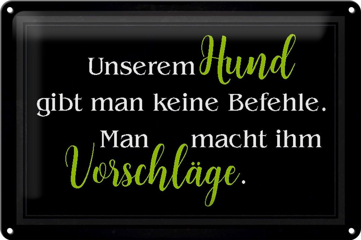Targa in metallo con scritta 30x20 cm al nostro cane non viene dato alcun comando