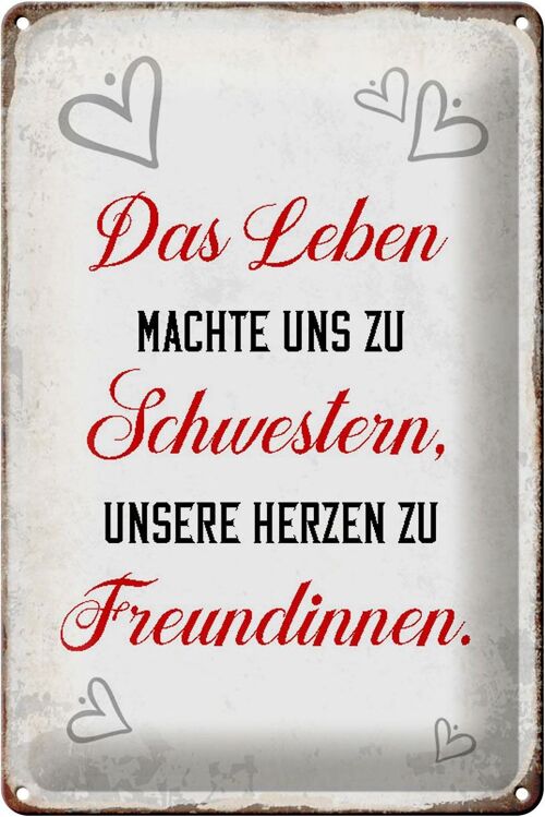 Blechschild Spruch 20x30cm Leben machte uns zu Schwestern