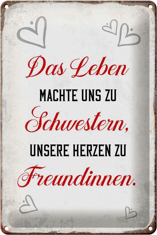 Blechschild Spruch 20x30cm Leben machte uns zu Schwestern