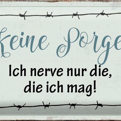 Blechschild 30x20cm keine Sorge ich nerve nur die ich mag