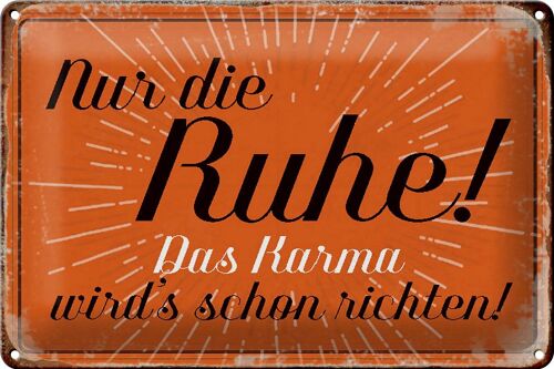 Blechschild Spruch 30x20cm nur die Ruhe das Karma