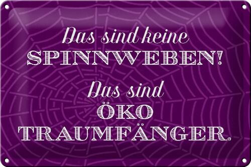 Blechschild Spruch 30x20cm keine Spinnweben Öko Traumfänger